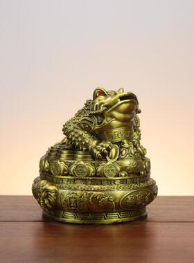 黄铜578金蟾聚金宝盆蟾三足金蟾蝉摆件进宝财金滚源滚蟾乔迁开业