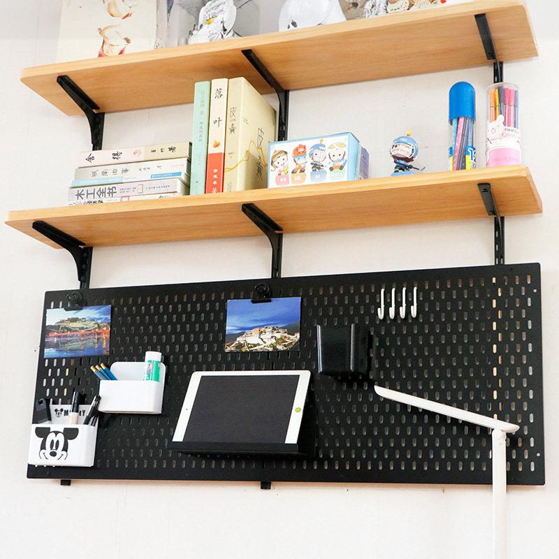 Perforated board bookshelf wall shelf solid wood partition multi-layer bookshelf wall hanging bookcase desk wall decorative shelf