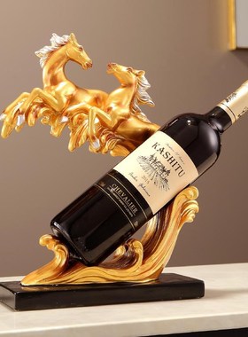 新中式马到功成红酒架子r摆件家居客厅酒柜电视柜工艺装饰乔迁礼