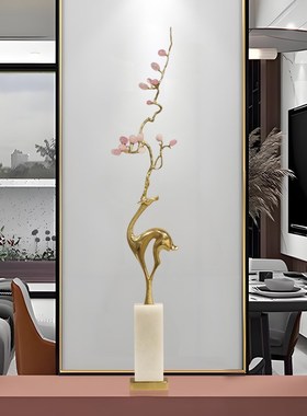 玄关竖高招财福鹿工艺品新中式别墅客厅电视柜装S饰品酒店壁龛摆