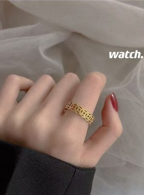 【立减50】铜合金戒指高级感轻奢款女男士素圈T金色戒指情侣对戒