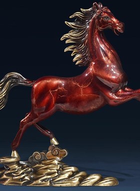 源盛集珍全铜马摆件客厅马到成功办公室招财装饰品红色生肖马礼物
