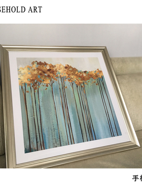 美式餐厅装饰画玄关配画小清新挺拔的树风景O植物简美卧室床头挂