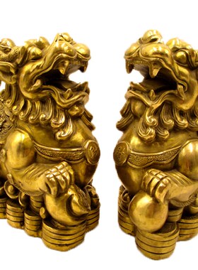 纯铜貔貅摆件一对大n号镇宅招财福财貔貅工艺品家居店铺装饰品摆