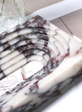 ins风现代天然卡紫大理石拱门摆件酒店公寓样板装饰品摄影棚道具