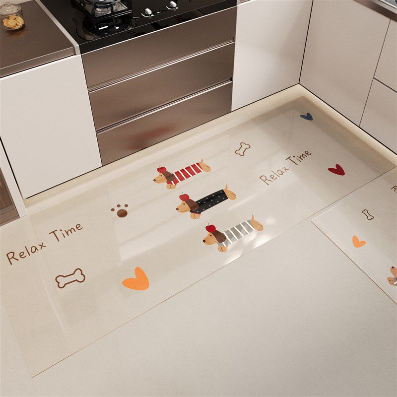 Kitchen floor mats are waterproof and oil-proof, special no-wash and wipeable carpets, cuttable soft glass transparent T-shaped easy-care floor mats