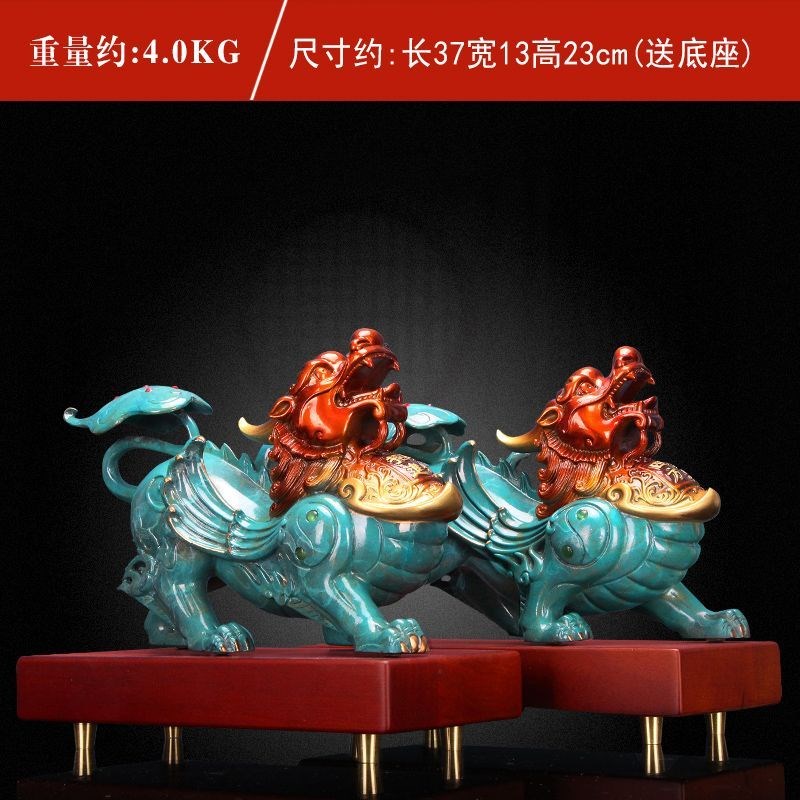 铜缘阁纯铜貔貅招财摆件一对客厅酒柜办公室装饰乔迁开业工艺礼品 - 图2