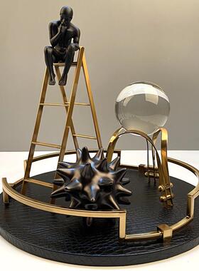 装现轻奢地球柜仪摆件酒办公室书代房桌面玄关客厅家居F96S5S97软