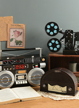 复古怀旧电视柜子酒柜装饰品摆件家F居饰品软装客厅玄关书柜架摆