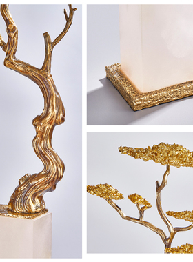 入户玄关柜招财迎松摆件客厅电视柜竖高细长形轻奢艺Y术软装装饰