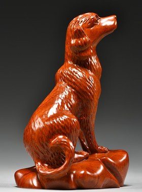 花梨木雕狗摆件十二生肖狗实木质动物家居客N厅装饰摆设红木工艺