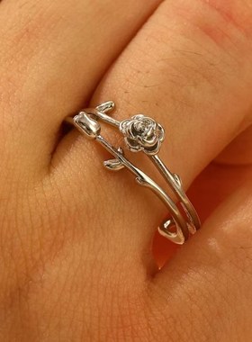 个性化时尚r玫瑰花食指开口戒指