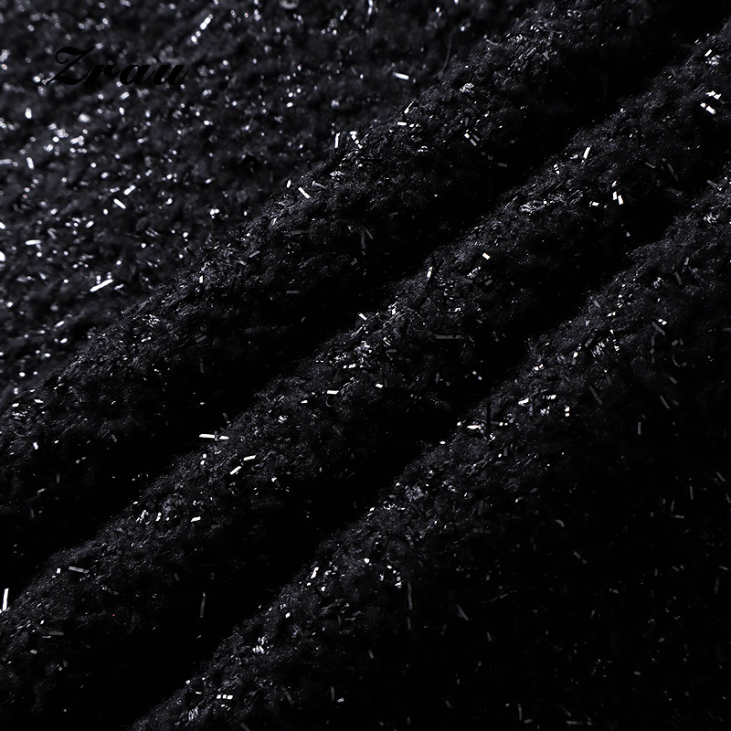 ZRAU高级感精致洋气中长裙2025冬季新款翻领长袖毛边连衣裙女 - 图3