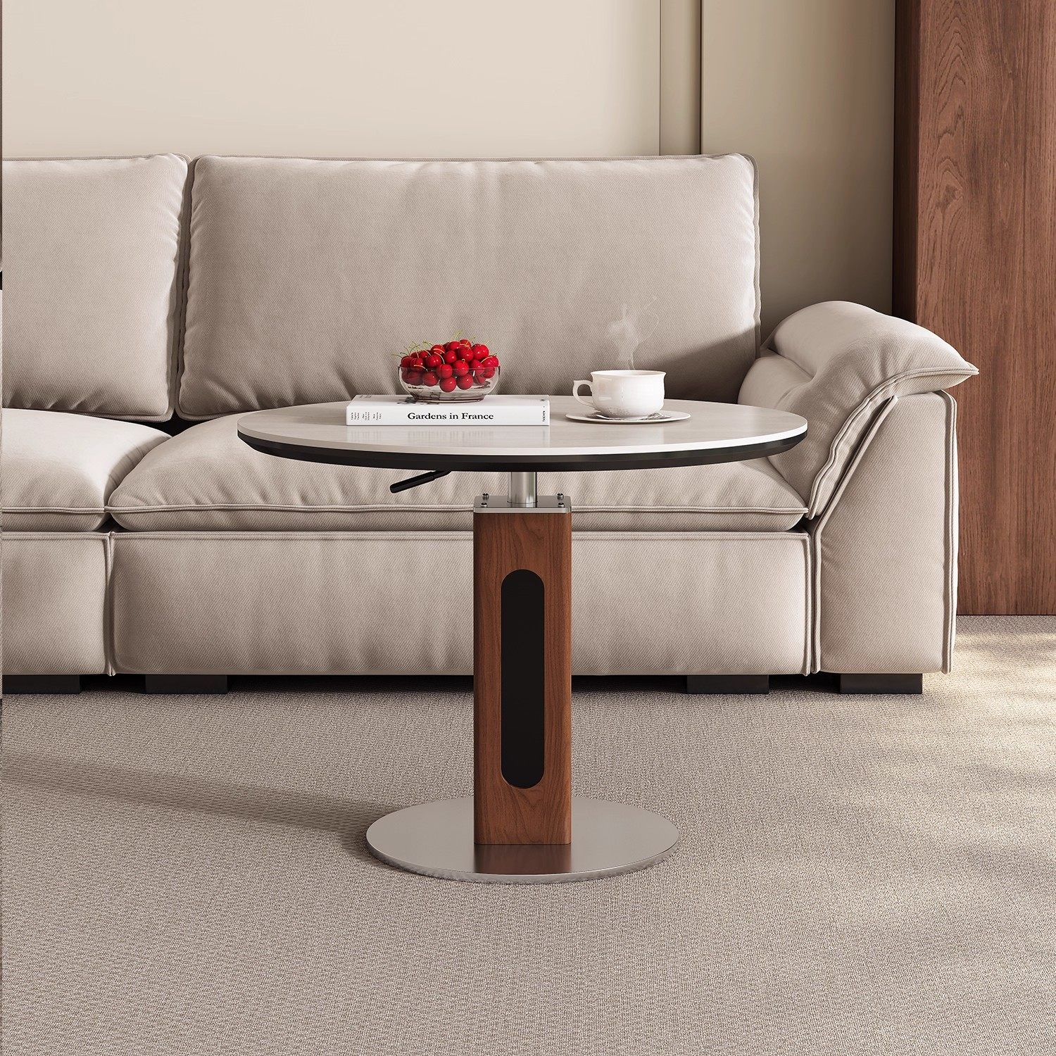 创意设计师升降沙发边几小户型茶几中古风高级感角几洽谈小圆桌子,淘宝优惠券,粉丝福利购,淘宝优惠卷