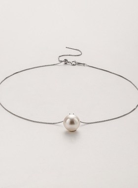 S925银 施家正圆澳白色单颗珍珠戴妃项K链女款经典简约高级感颈链