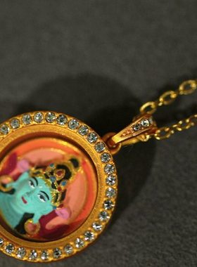 镶钻清韵唐卡吊坠立体彩绘迷你擦擦五爷绿度母黄财神关公大黑天