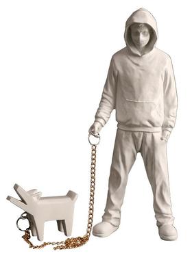 创意居件现代抽象0000人物摆遛狗人件班克西家车载摆件办公摆饰品