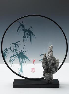 新中板式酒禅意铁艺假山太湖石NLC亚克摆件店样房客厅玄力关软装