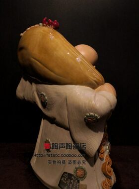 弥勒笑佛洪福齐天石湾陶瓷公仔家居酒柜客厅玄关茶室中式手工摆件