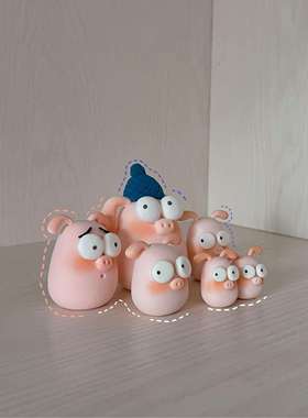 XIA原创自制树脂粘土小猪可爱家居摆件装饰品汽车内装饰摆件