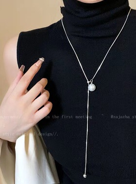小众设计可抽拉珍珠长款项链2025年新款小众高级感简约气质毛衣链