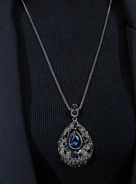 锌合金项链水滴之恋倾城时尚气质百搭装配饰品秋冬毛衣链长款吊坠