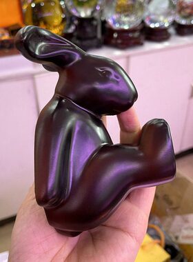 水晶球树脂兔子底座 生肖兔子树脂工艺品 家居办公室招财兔摆件
