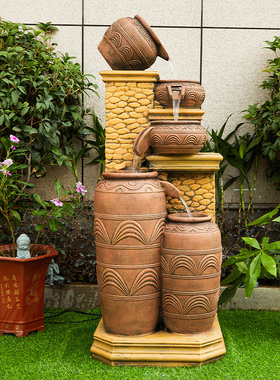 陶罐流水生财摆件落地阳台玄关户外庭院花园N喷泉循环水景观装饰