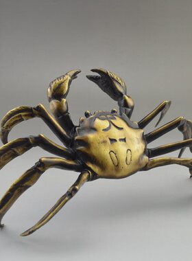 纯铜螃蟹摆件全铜横财将军八方来财客厅办公室桌面创意个性工艺品