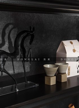 新中式样板间摆件创意客厅电视柜摆设书房书柜陈设V售楼处软装饰