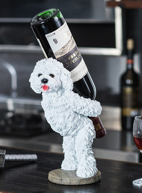 欧式酒架创意家用放葡萄酒架家居装饰品客厅吧台摆件W可爱狗红酒