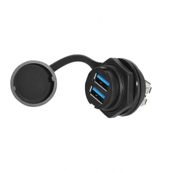 双USB工业数据连接 防水防尘 带盖双层USB插座连接器 前螺母航插,淘宝优惠券,粉丝福利购,淘宝优惠卷