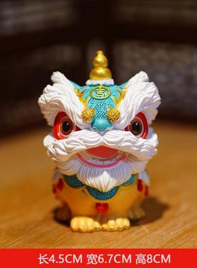 醒狮国潮新中式摆件招财茶宠汽车桌面装饰可爱家居饰品送礼文创