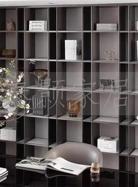 简约现新中式书柜壁柜电视柜售楼处营销中心样房摆代件装组板合饰