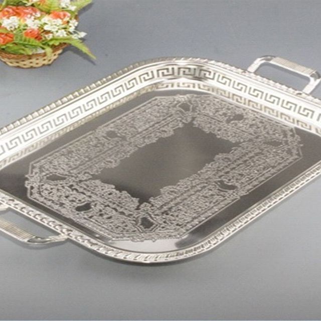 European-style home accessories, kitchen dining utensils, living room matching decorations, hotel metal large rectangular plates