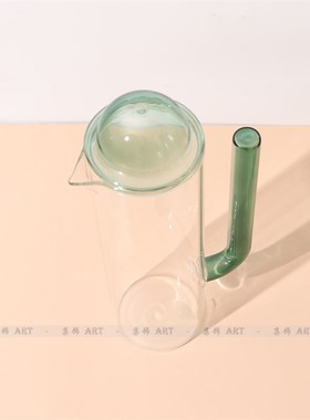现代简约轻奢绿色玻璃冷水壶水杯酒具茶具摆件样板房家居饰品