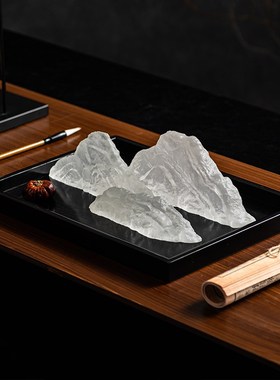 新中式透明假山茶室博古架摆件禅意太湖石售楼处样板间桌面装饰品