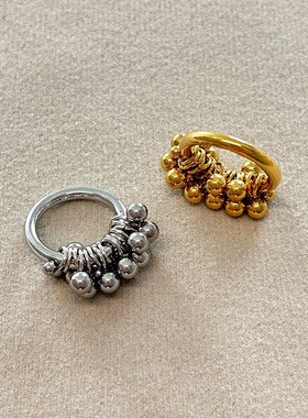 青岛美琳时尚多颗珠珠戒指女小众设计感葡萄串食指戒个性高级手饰