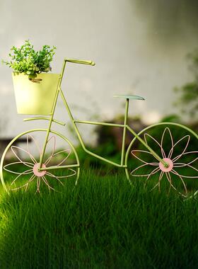 创意件单车花篮插花摆家居庭院花园坪户HA565448外单车花花架厂家