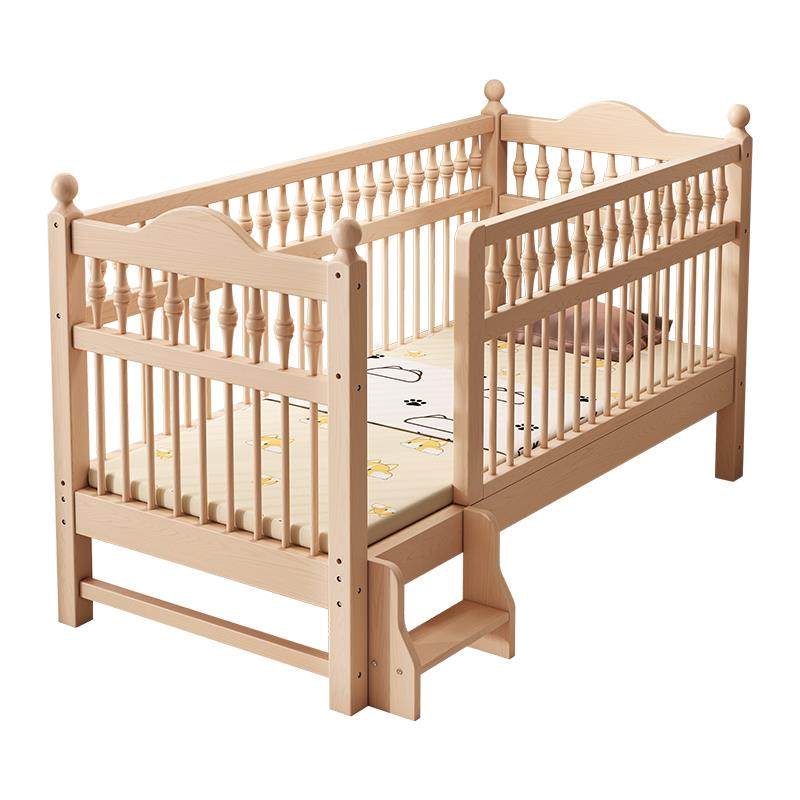 榉木实木儿童拼接大床带护栏男孩女孩加宽床边床婴儿宝宝单人小床,淘宝优惠券,粉丝福利购,淘宝优惠卷