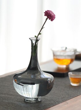 翡绿色小花瓶新中式玻璃磨砂透明琉璃花器摆件客厅桌面插花器皿