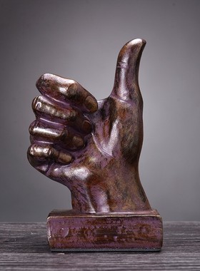 简约现代ok胜利手势摆件书房酒B柜装饰品客厅小摆件创意工艺品摆