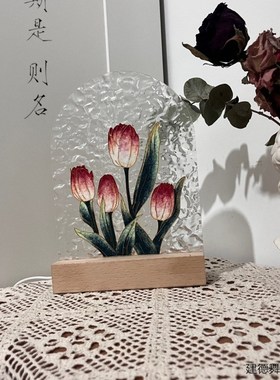 郁金香掐丝珐琅材料包接v口(有底稿哦!带底座高宽厘米手工舞泓