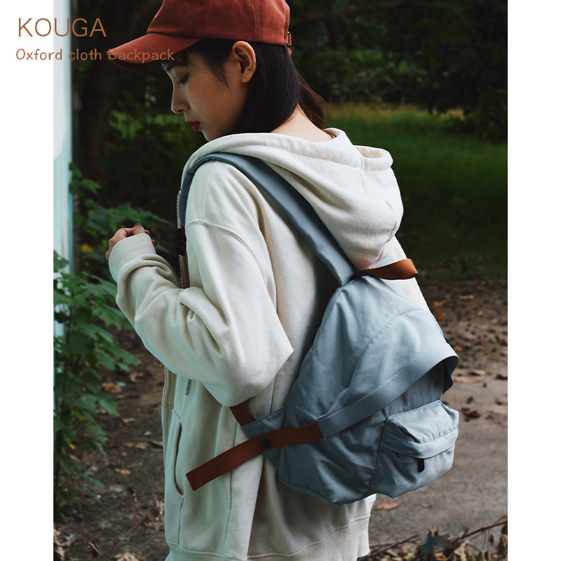 口嘎半圆形大盖檐牛津布双肩包 轻便宽肩带森系百搭学生书包背包,淘宝优惠券,粉丝福利购,淘宝优惠卷