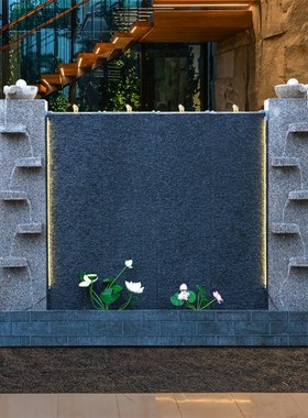 石材假山流水喷泉新中式庭院阳台办公室别墅户外S花园水景鱼池造