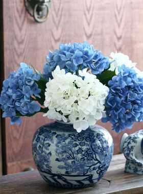 喜上眉梢青花瓷陶瓷花摆件新中式客厅玄关插花装饰瓷器梅