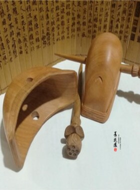 传统饰品发簪发冠男女道士用品盘发冠偃月冠枣木R月牙冠黄冠月牙