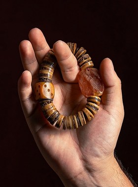 一物一图.天然老料牦牛骨藏式灵骨佛珠手串西藏骨盘玩嘎嘎单圈