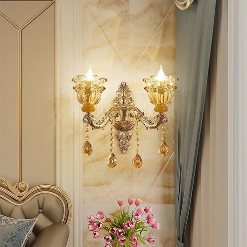 欧式壁灯床头墙灯电视背景墙水晶灯卧室过道楼梯墙奢华大气客厅灯 - 图2