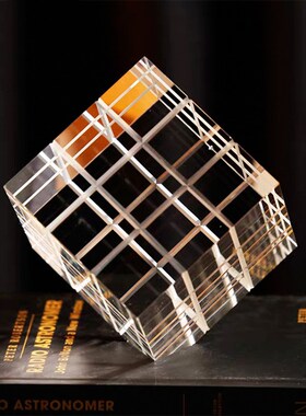 新中式摆件创意软装轻奢水晶魔方酒店客厅玄关装饰品